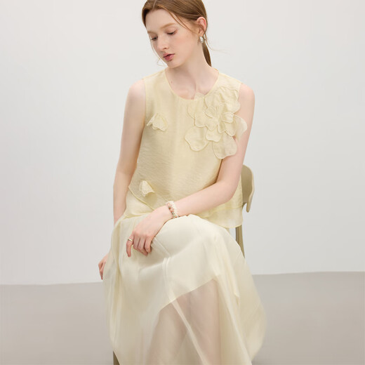 Fan Silans Design Sense Dreidimensional Blumenhülsen und Top-Rockanzug Frauen Sommer 2025 Neuer Stil 2677 Top L