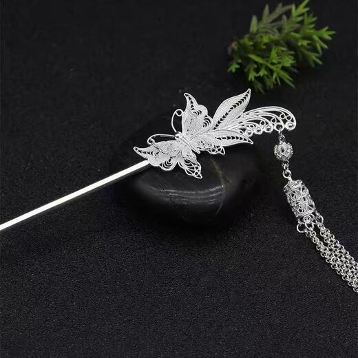 Enchanting cat sterling silver hairpin headwear for women, high-end 2025 antique style hairpin, practical ladies birthday gift, niche high-end