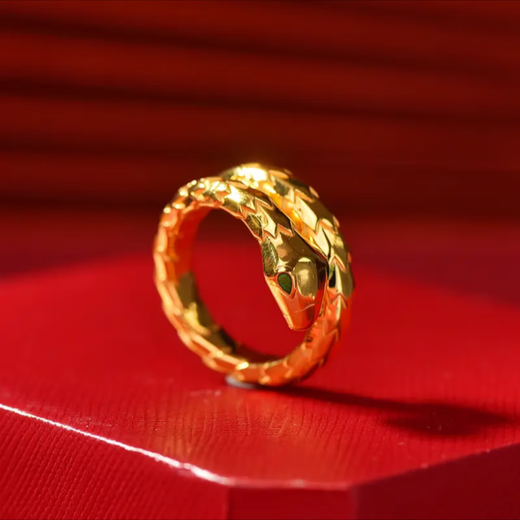 CAOX New Spirit Snake Silver Ring Female Zodiac Zodiac Snake Gold Ring Yellow Snake Ring for Girlfriend Spirit Snake Ring Opening Adjustable