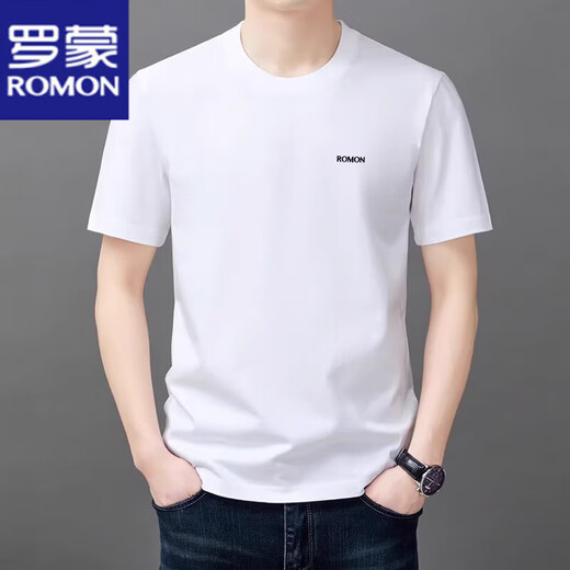 罗蒙（ROMON）短袖t恤男夏季新款中青年圆领宽松透气半袖上衣服休闲凉感体恤衫 YS9929蓝色【带标】 L 110【120-140斤】