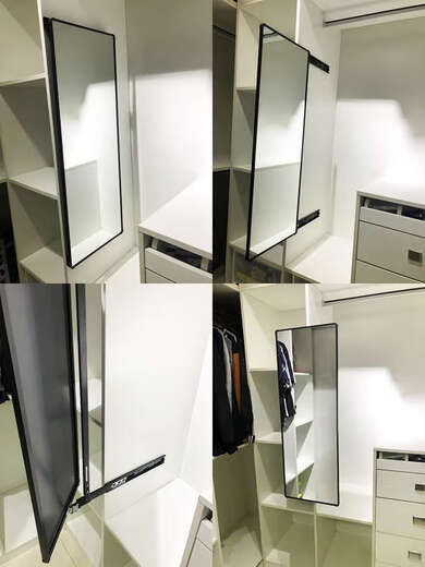 Cradle Rabbit Miroir de garde-robe personnalisée Poussez et tirez le miroir miroir habillage de miroir miroir armoire cachée pliante télescopique miroir miroir miroir perlé blanc 12035 cm noir anti-glissière