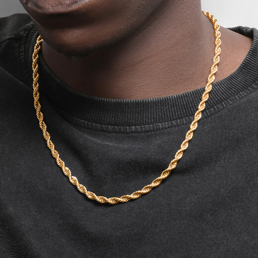 Fat Donglai same style 18k gold necklace men's GRGR shorttwistchain gold twist chain 18K gold necklace gold 4mm45cm