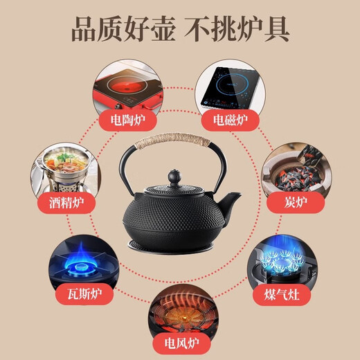 Japanese MUJU iron kettle tea kettle kettle tea carbon stove electric ceramic stove outdoor cast iron stove for tea making cast iron teapot + 800W electric ceramic stove - with tea 900ml with tea fork + tea drain