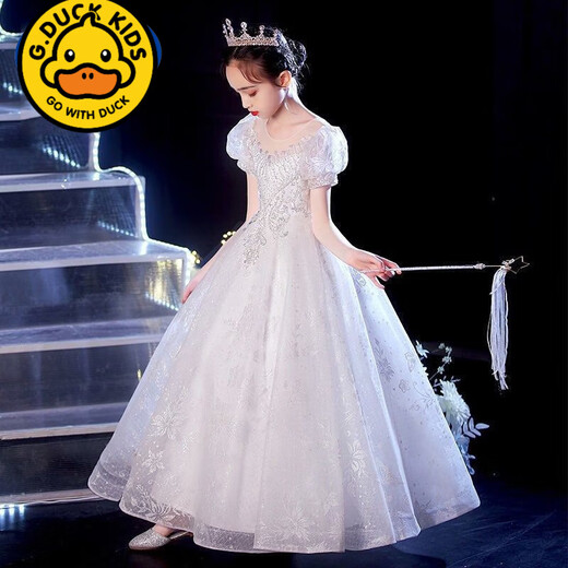 
G. DUCKKIDS girls evening dress 2024 new high-end princess style wedding flower boy birthday party stage catwalk piano performance costume white 160