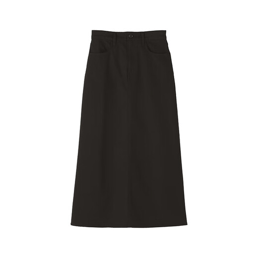 MUJI Women's Stretch Mercerized Twill A-Line Skirt Long Skirt Women's 25th Autumn Skirt Women's BE1YTC5A Black M (160/66A)