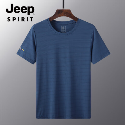 JEEP SPIRIT夏季薄款冰丝速干t恤男宽松大码运动休闲圆领透气冰丝上衣T恤 JEEP6628男白色LAY LOW L 女105-115斤