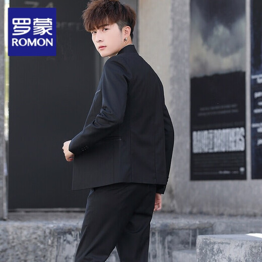 Luo Meng suit men's Korean version slim fit jacket groomsmen groom wedding business professional formal small suit men burgundy M