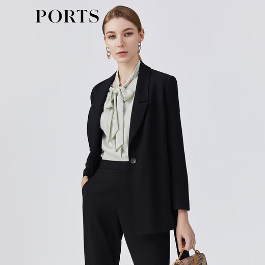 PORTS women's spring and summer new belted waist suit jacket LM8J031KWB029 black 2