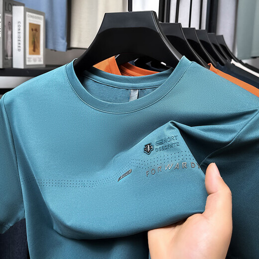 VANCL (VANCL) Lei Jun's new ice silk men's short-sleeved casual loose fashion T-shirt trendy printed top letter classic FXL-36-9898 dark gray M