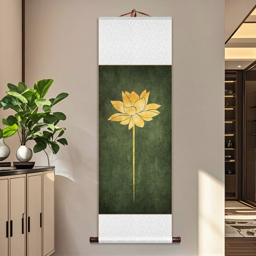 承琉禅意空间卷轴挂画佛手莲花装饰画佛系古风画瑜伽馆壁画茶艺玄关画 12127款：佛手 整体尺寸：25*100cm乳白色锦绫+新款