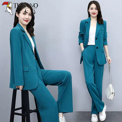 Woodpecker single/suit 2025 new spring socialite small fragrant suit professional royal sister wide-leg pants two-piece suit women summer black jacket + pants + white vest light and thin M