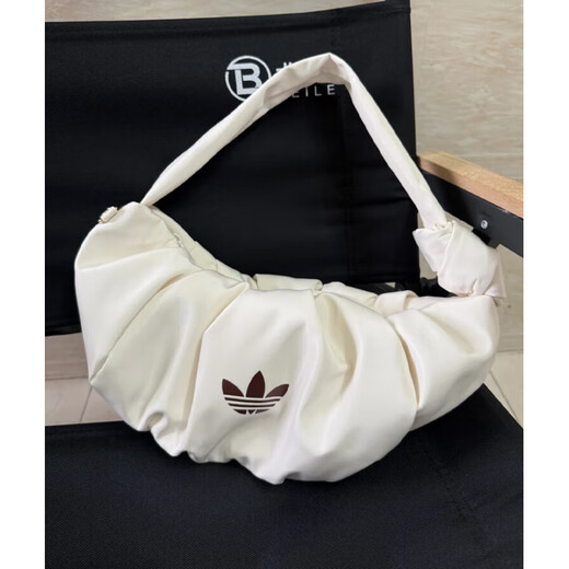 阿迪达斯 （adidas）三叶草女褶皱云朵包单肩斜挎牛角包休闲包 KA9267 KA9272 汉玉白KA9267(26x18cm)