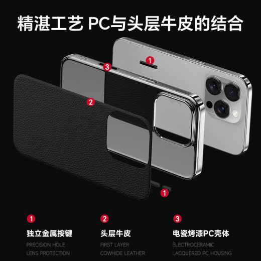 Mushara eignet sich für iPhone 16 Mobilfunkkoffer Ultra-dünn High-End-Leder-Leder-Apfel 15pro Schutzhülle Por Männer und Frauen PR0 New 14Promax Case 13pm Full-inclusive PMAX Anti-Fall P0R [Yadan Black] iPhone 16 Pro (A3294)