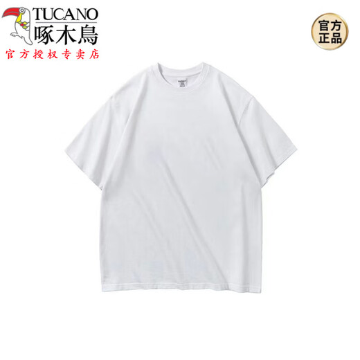 Holzspecker (Tucano) schwerer purer Baumwoll weiße Kurzärärmel-Basis-Hemd-T-Shirt-Kleidung mit reinem Baumwoll mit kurzärztem Kurzärärmelmarke Top White 673- [reines Baumwoll] Männer kurzärmelig S [Empfohlen 90-115 Jin [Jin gleich 0,5 kg]]]