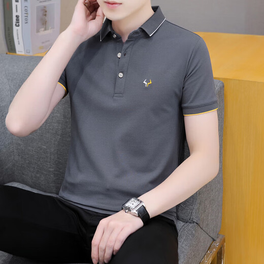 HLA Business Bull Head Polo T-shirt à manches courtes en coton pur