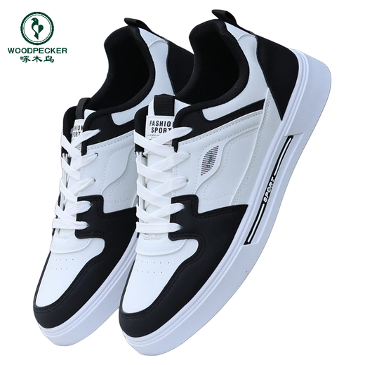 Woodpecker Herrenschuhe 2025 Neue Herbst -Ledersport- und Freizeitbrettschuhe für vielseitige trendige kleine weiße trendige Schuhe Student Schuhe weiß schwarz 9905 [K] 38