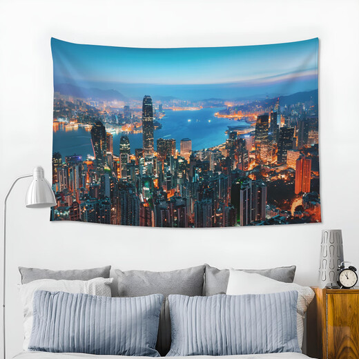 Night View City Hanging Tuch, Neon Night View Street View Photo Decoration Poster Hintergrund, GT3892 100 cm*70 cm (plus Fleece -Modell)/Installationsbeutel senden