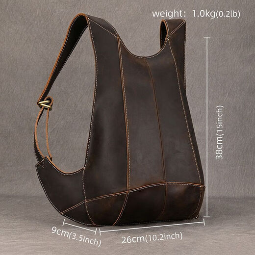 Herren echter Leder cooler Rucksack brauner Cowhide Sport Rucksack 9195 Dunkelbraun 13 Zoll