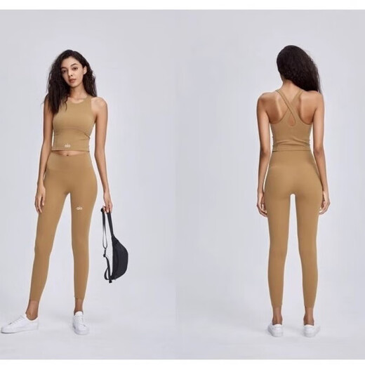 ALO YOGA yoga vest with chest pad, sports beautiful back, comfortable all-in-one quick-drying high collar running fitness Pilates high collar white bra M