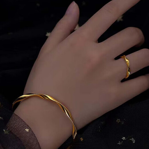 Dewey Van Mobius 9999 solid gold silver-covered gold bracelet solid 18K gold wedding gift bracelet for girlfriend and best friend Mobius bracelet 56 inner diameter (gold layer plus
