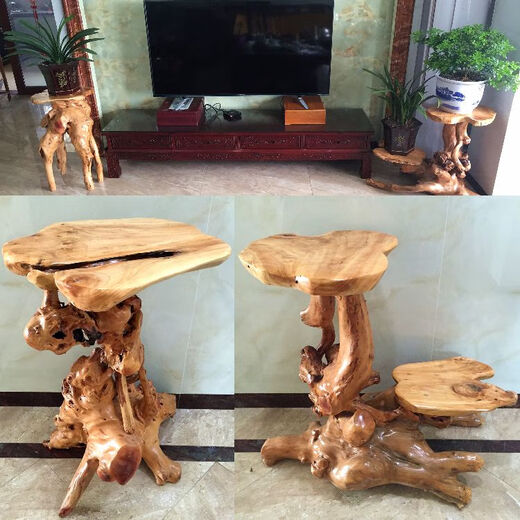 Bûche racine sculpture rack arbre racine ornement naturel salon salon multicouche bonche à pêche à pêche solide balcon de base en bois 16852