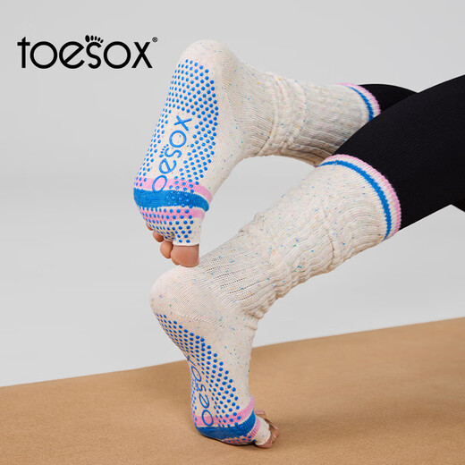 Toesox yoga socks mid-calf toe socks Pilates dance non-slip particle sports socks pile socks Slouch series soft pink S (size 34~38)