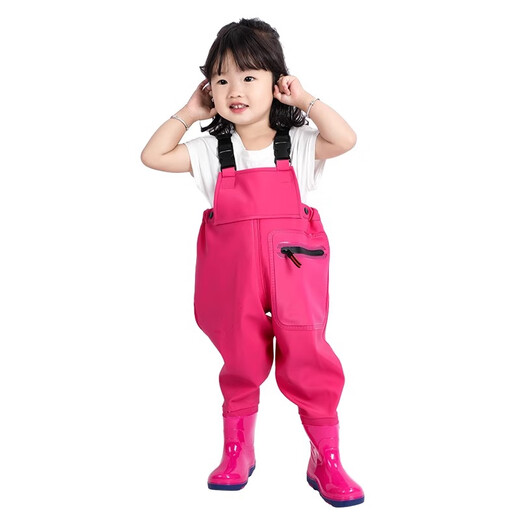 YogelTackle children's water play jumpsuit waterproof clothing catching fish and sea rain pants kindergarten boys and girls rain boots full body water suit children's yellow overalls (pocket) impulse style M 24_25_ (shoe inner length 16c)