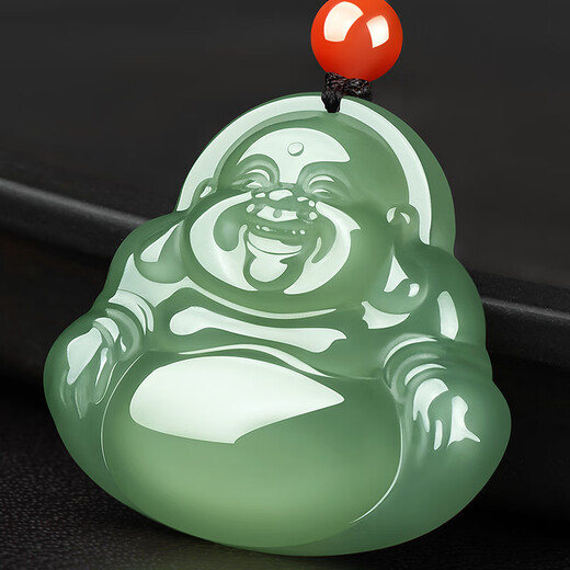 Red crisp hand Hetian jade pendant Buddha female model ice bottom clear water Buddha jade pendant necklace thick 25mm
