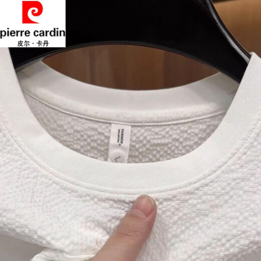 皮尔卡丹（pierre cardin）2025新款夏季冰丝肌理感绣标圆领男士短袖时尚半袖百搭轻奢T恤男 【夏季短袖】6628黑色 M 80-105斤