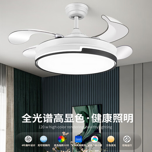 雷士（NVC）风扇灯2025新款家用客厅餐厅吊扇灯卧室电扇吊灯一体带电风扇的灯 12048款-42寸-支持精灵+无极变频
