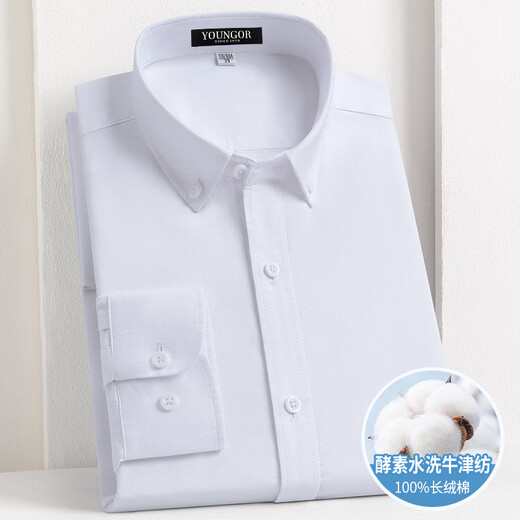 Yager Flaggschiff offizielles Geschäft Summer Dünnes langärmeliges Hemd Herren Pure Cotton Anti-Falten-Streifen-Zoll-Kleidung mittleren Alters im mittleren Alter und lässige DP#6630 S 165/84A Größe 38 Höhe 160-16