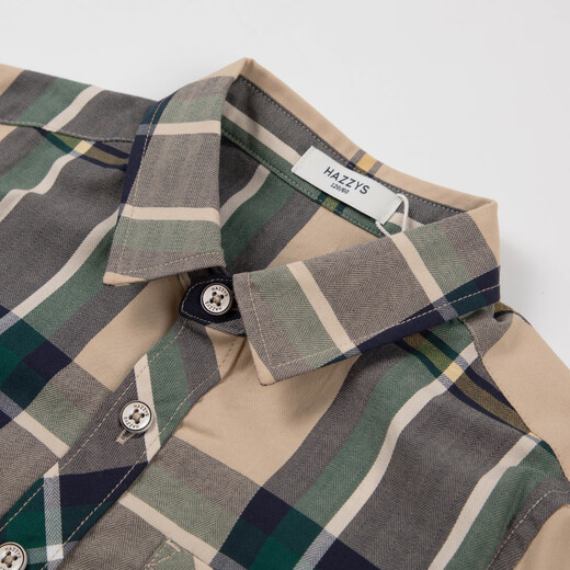 HAZZYS brand boys' shirt autumn new temperament lapel gentleman style long-sleeved top warm khaki regular 155