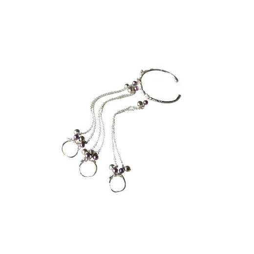 Shiyun Hanfu ancient style bracelet ring one silver bell light purple jewelry ring set chain ancient style bracelet bracelet ring set of bracelet rings