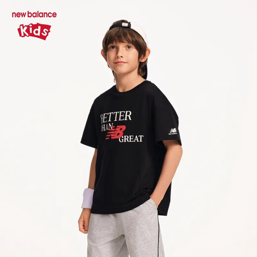 NEW BALANCE children's clothing for boys and girls 2025 summer new sports short-sleeved T-shirt ND7EF2Z283 130