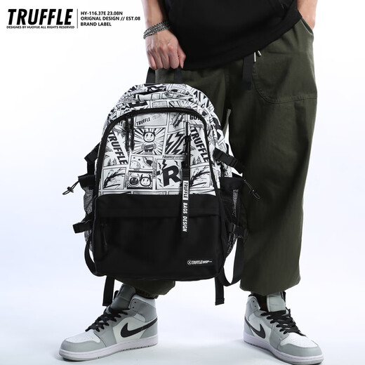 TRUFFLE workwear large capacity backpack for men, junior high school and high school school bag for women light travel computer travel backpack TFWD-classic black