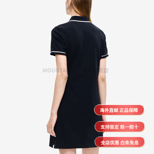 斐乐（FILA）纯色休闲运动Polo领短袖连衣裙 女款 正黑色时尚轻奢 正黑色 XS