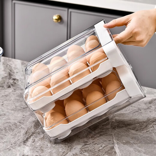 Axco egg storage box, refrigerator-specific drawer-type fresh-keeping food-grade organizing artifact, egg tray egg tray box, ivory white, one pack/can hold 32 pieces