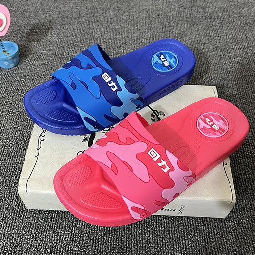 Huili Shanghai Children's Slippers Summer Boys and Girls 6-12 years old Anti-slip Soft Sole Medium Large Children Indoor Cute Slippers 3523 Dark Blue 36 Inner Length 23 cm