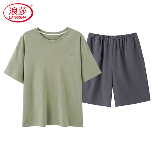 浪莎（LangSha）男士短袖睡衣男款夏天大码男生家居服纯棉套装可外穿2025新款 13603 3XL