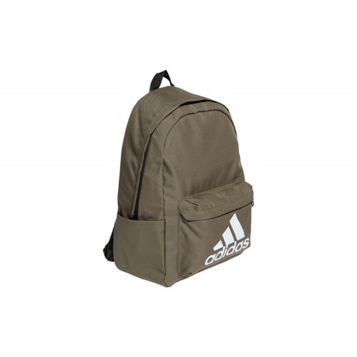 阿迪达斯（adidas）经典徽章装饰拉链开合大容量 再生聚酯纤维 书包背包双肩包 男女 岩层橄榄绿拼白色