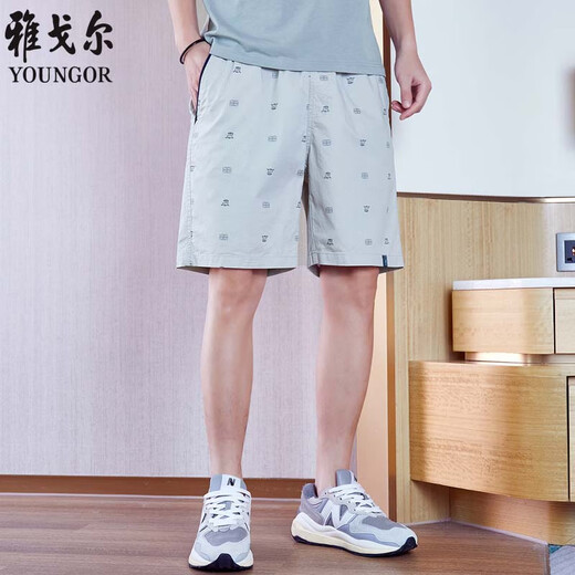 
Yager [high-string pure cotton] 2025 summer new casual sports shorts men's straight loose beach five-point pants Navy blue-D9215 3XL