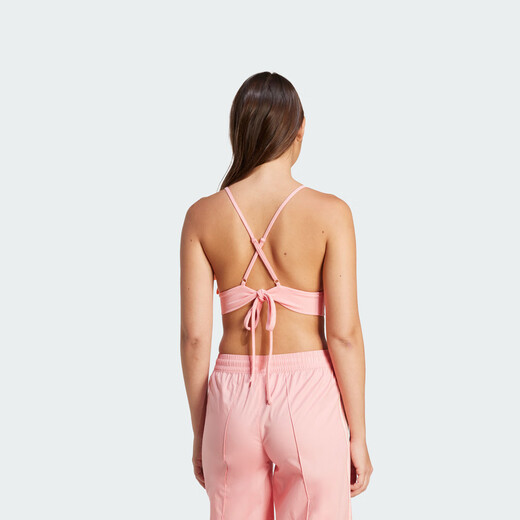 adidas经典立体钩针花朵抹胸运动绑带内衣女夏季阿迪达斯三叶草   荧光粉   XS