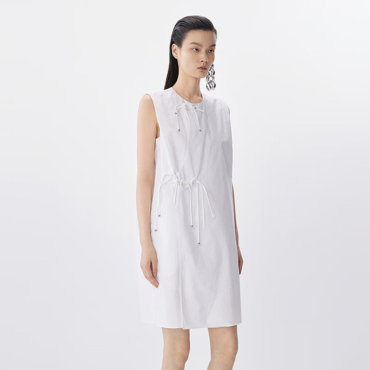 Jnby/Jiangnan Buyi 25 Sommer Neues chinesisches Kleid gerade ärmelloser runder Hals weich und bequem 5p5g13570 101/Bleached xs
