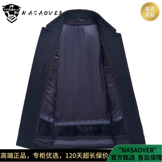Nasaover Light Luxury Men's veste d'hiver court 100% pur en laine en laine en laine de laine d'âge moyen épaissie de veste d'hiver chaude bleu marine masculin m