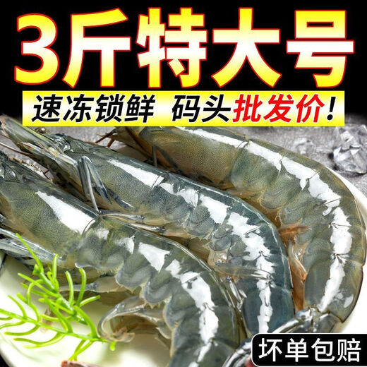 The whale's mouth is wide open, Qingdao shrimp, extra large shrimp, fresh prawns, frozen fresh Qingdao prawns, wholesale whole box of base shrimps, fresh shrimps, 15-17 cm, quick-frozen shrimps, 3 Jin Jin equal to 0.5 kg (net weight)