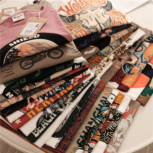 UNIQLQ [U Clothes Quality] Uniqq official library official website hot sale explosive style upgraded high crocod heavy terry ring colorful print T1049 navy blue M