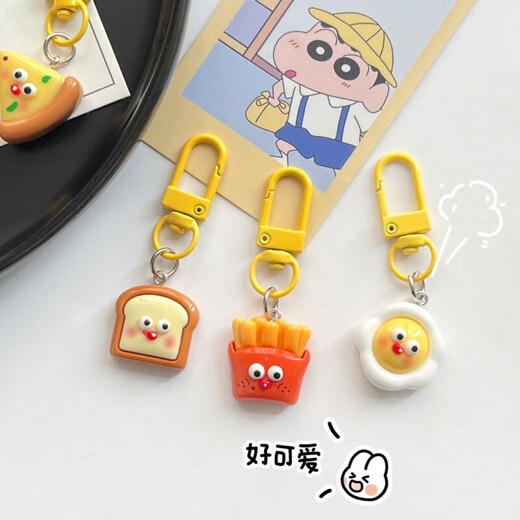 Mignon de dessin animé Expression de collation Simulate Food Play Kekain Pendant Fromage Fromage Poquet Poached Toast Couple Accessoires 6 Styles Chacun