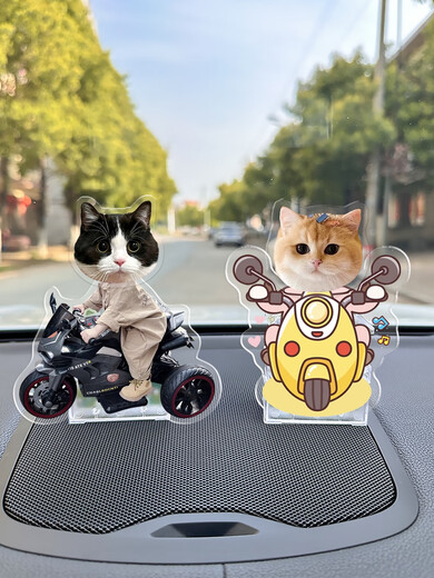 丽田网红猫咪摇头汽车摆件定制diy创意车载中控台内宠物狗狗减压装饰 摇头691款太阳能合一款