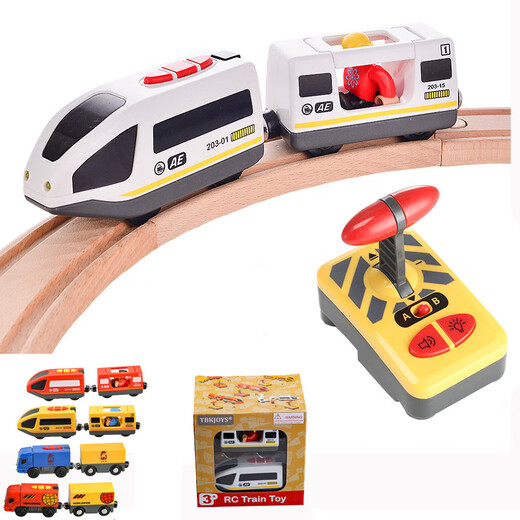 Tbkjoys Fernbedienung Hochgeschwindigkeit Elektro-Zugspielzeugkompatible Holzstrecke Kinder Fernbedienung LKW rot (Farbbox