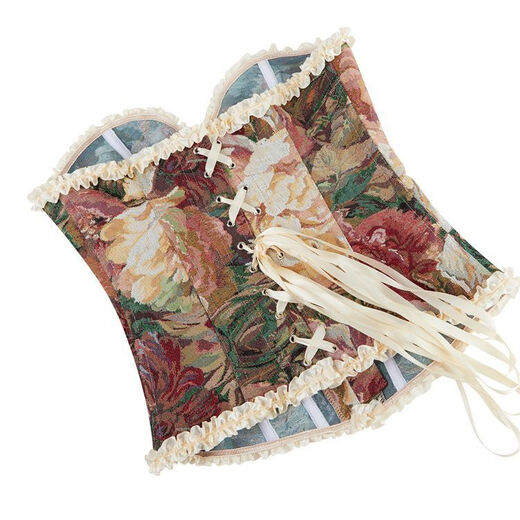 Banfi French fishbone corset lace printed corset tube top for women fish palace corset fishbone shapewear for outer wear multi-color XS recommended waist circumference 65-69 cm